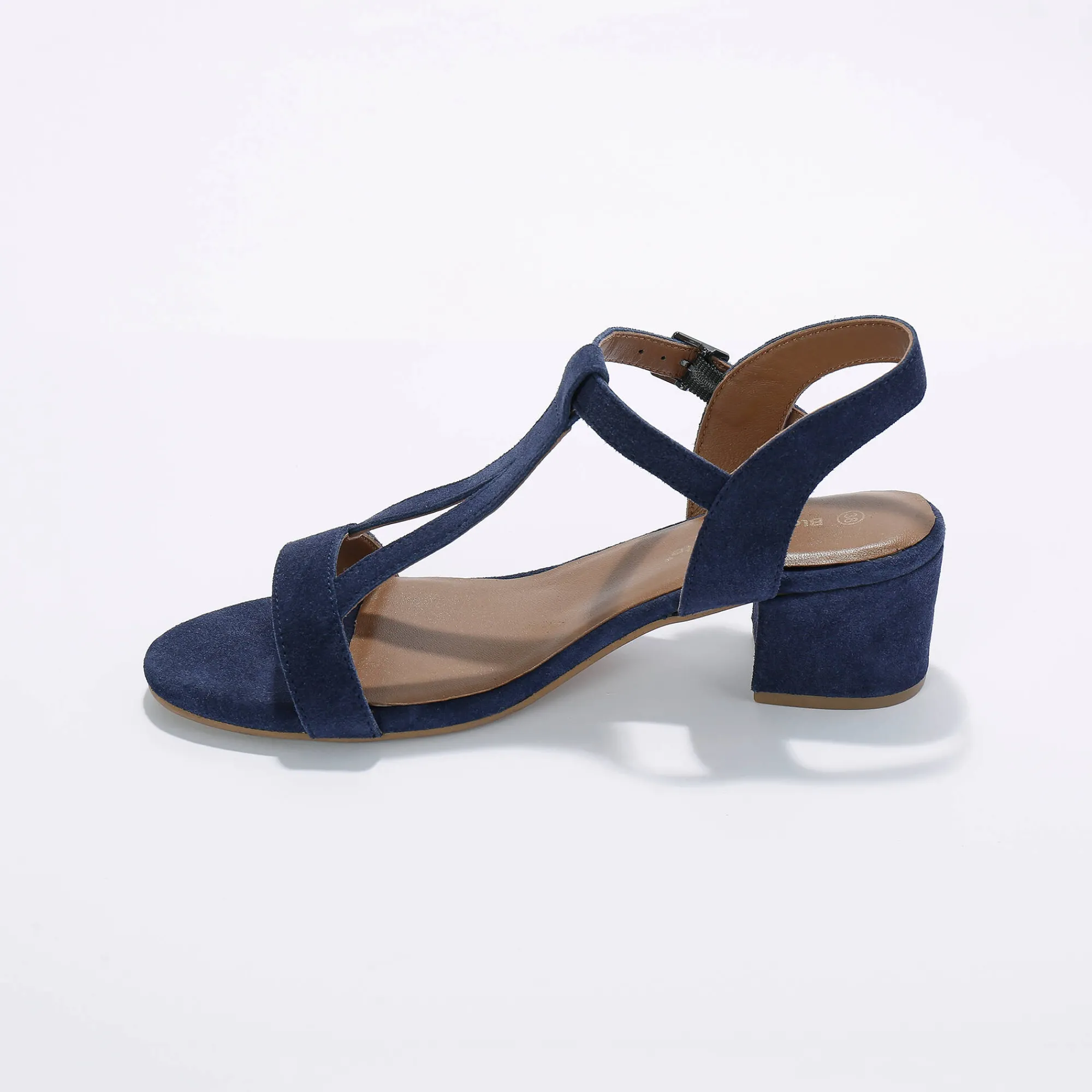 Sandalen En Espadrilles|Schoenen<Blancheporte Leren sandalen met riempjes en hak, LWG-gecertificeerd marine