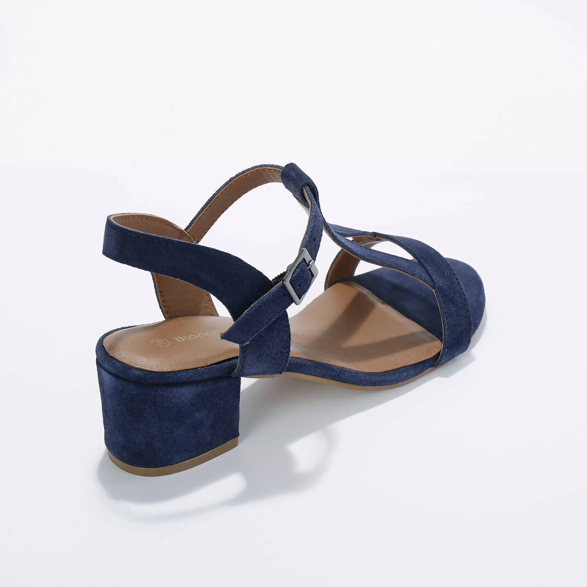 Sandalen En Espadrilles|Schoenen<Blancheporte Leren sandalen met riempjes en hak, LWG-gecertificeerd marine