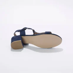 Sandalen En Espadrilles|Schoenen<Blancheporte Leren sandalen met riempjes en hak, LWG-gecertificeerd marine