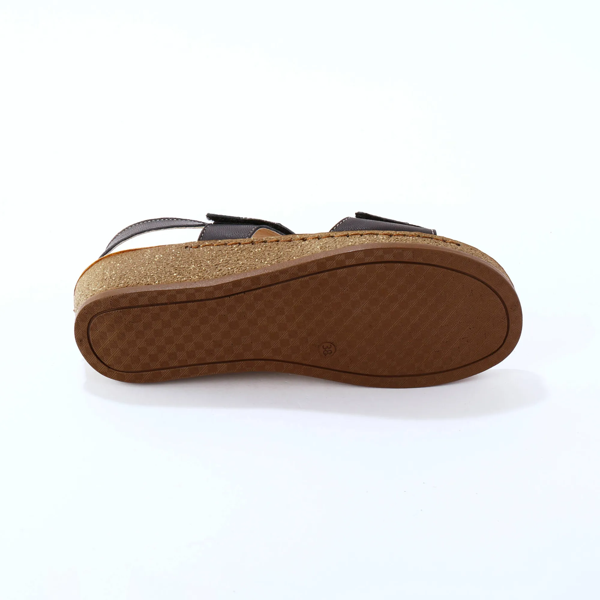 Sandalen En Espadrilles|Schoenen<Blancheporte Leren sandalen met scratchsluiting, comfortbreedte marine