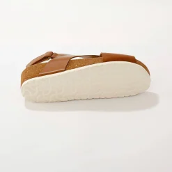 Sandalen En Espadrilles|Schoenen<Blancheporte Leren sandalen met sleehak en riempjes karamel