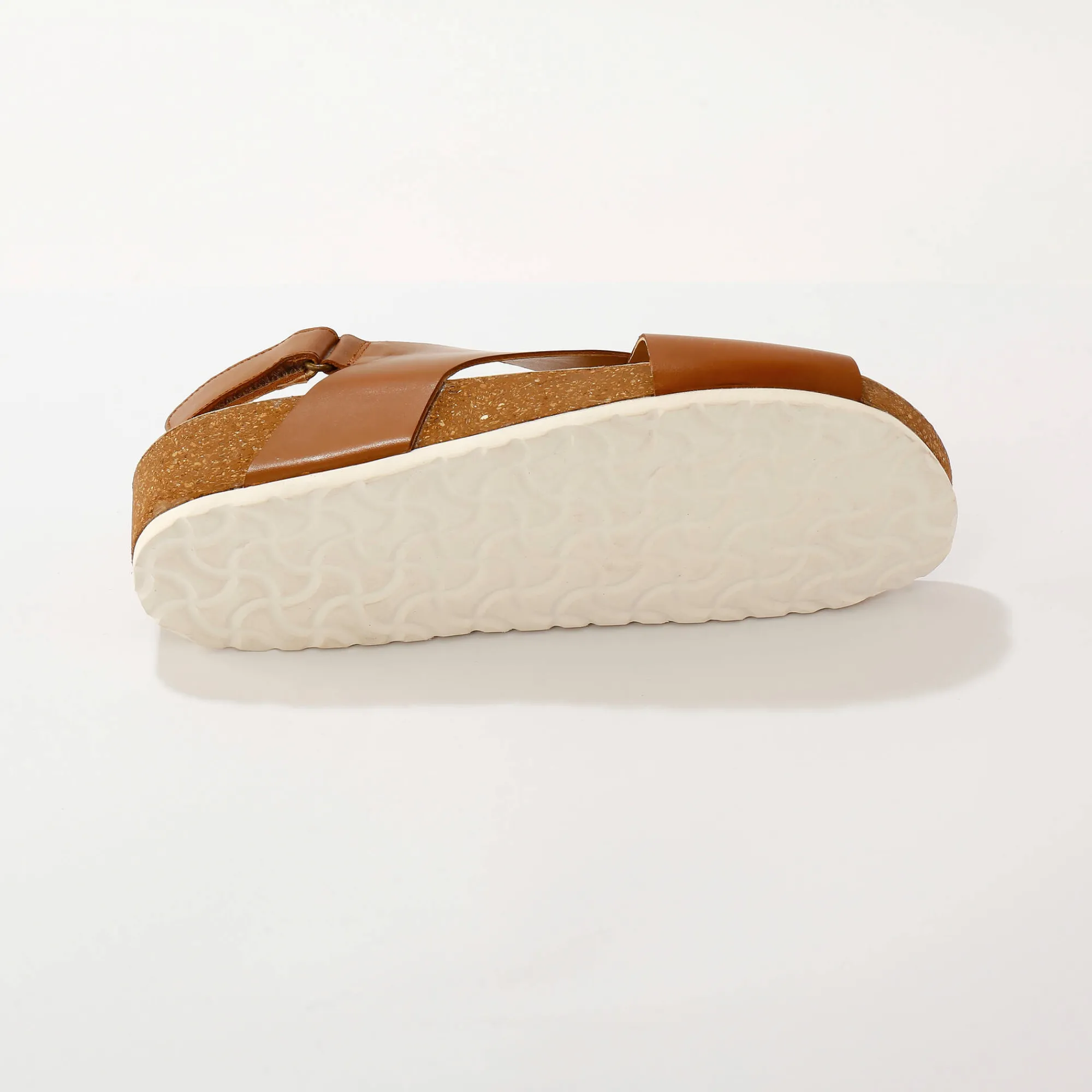 Sandalen En Espadrilles|Schoenen<Blancheporte Leren sandalen met sleehak en riempjes karamel