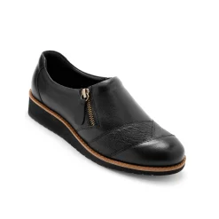 Derby's En Mocassins|Schoenen<PédiConfort Leren schoenen met sleehak, brede pasvorm - zwart