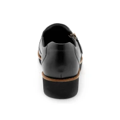 Derby's En Mocassins|Schoenen<PédiConfort Leren schoenen met sleehak, brede pasvorm - zwart