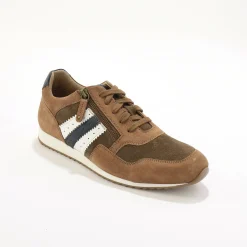 Schoenen|Schoenen Heren<Blancheporte Leren sneakers in 2 materialen, met veters en rits bruin
