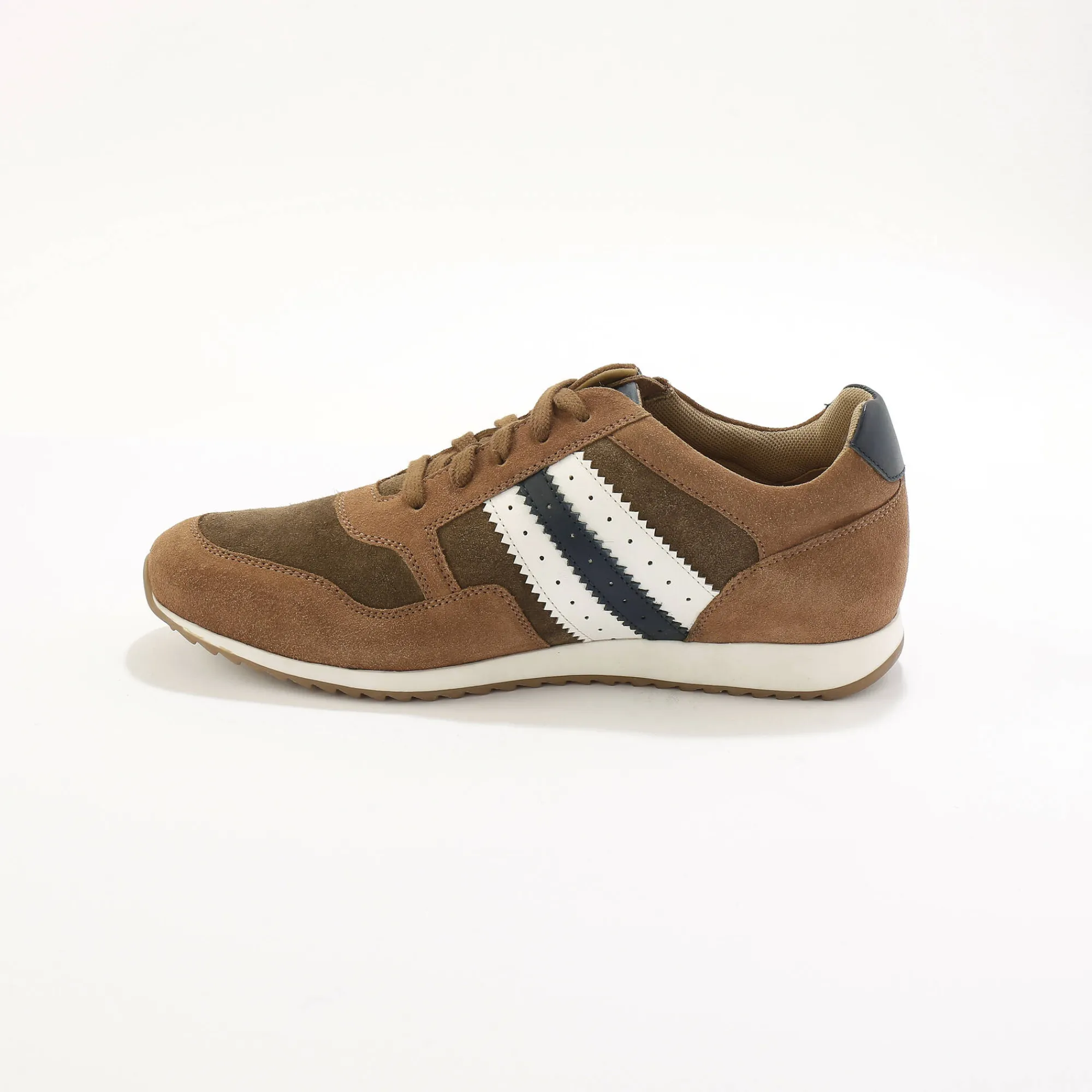 Schoenen|Schoenen Heren<Blancheporte Leren sneakers in 2 materialen, met veters en rits bruin