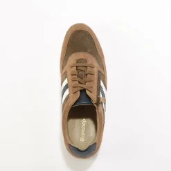 Schoenen|Schoenen Heren<Blancheporte Leren sneakers in 2 materialen, met veters en rits bruin