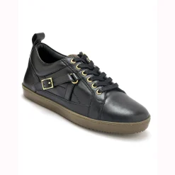 Baskets En Sneakers|Schoenen<PédiConfort Leren sneakers in derbymodel, comfortabele breedte zwart