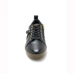 Baskets En Sneakers|Schoenen<PédiConfort Leren sneakers in derbymodel, comfortabele breedte zwart