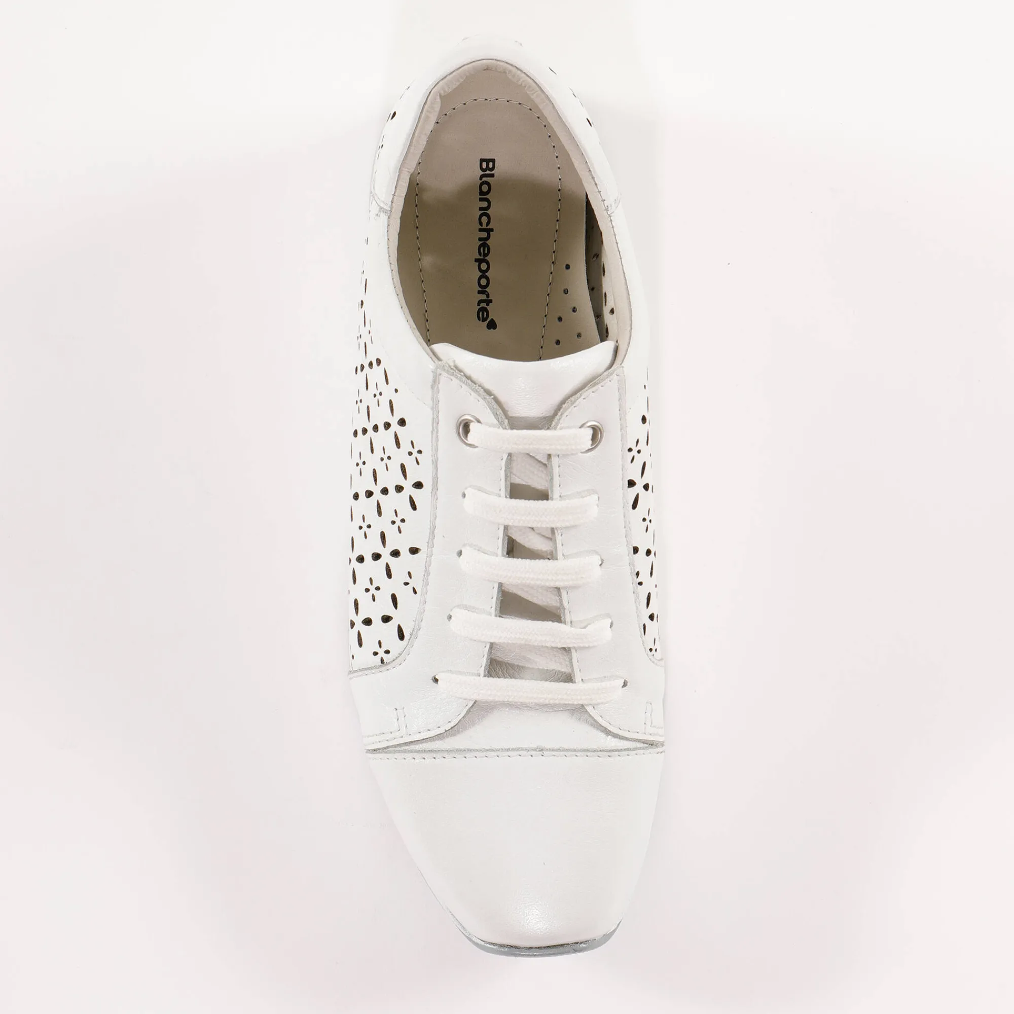 Baskets En Sneakers|Schoenen<Blancheporte Leren sneakers met ajour wit