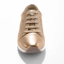 Baskets En Sneakers|Schoenen<Blancheporte Leren sneakers met ajour goudbruin