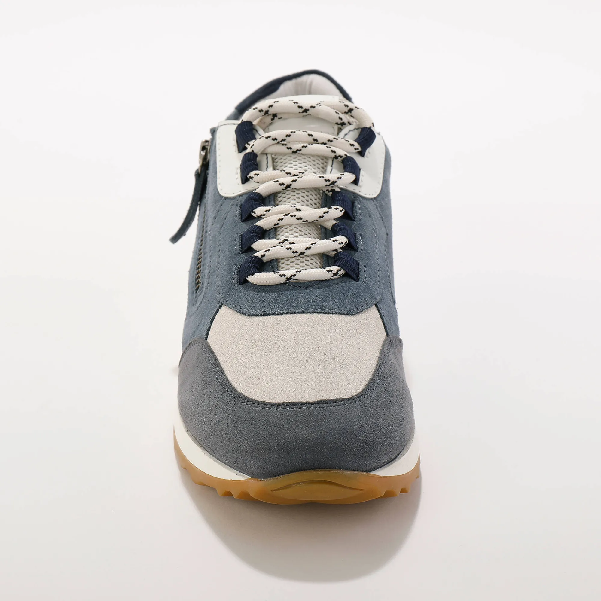 Baskets En Sneakers|Schoenen<Blancheporte Leren sneakers met contrasterende fantasiepasjes grijsblauw