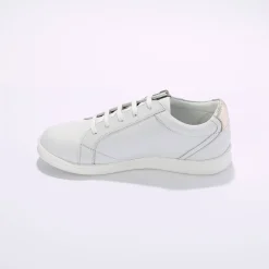 Baskets En Sneakers|Schoenen<Blancheporte Leren sneakers met rits en bloemenborduursel wit