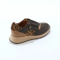 Baskets En Sneakers|Schoenen<Blancheporte Leren sneakers met rits en veters zwart