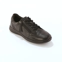 Baskets En Sneakers|Schoenen<Blancheporte Leren sneakers met rits en veters zwart