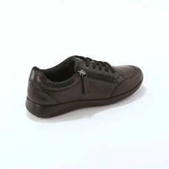 Baskets En Sneakers|Schoenen<Blancheporte Leren sneakers met rits en veters zwart