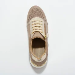 Baskets En Sneakers|Schoenen<Blancheporte Leren sneakers met rits en veters beige
