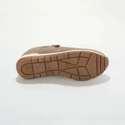 Baskets En Sneakers|Schoenen<Blancheporte Leren sneakers met rits en veters beige