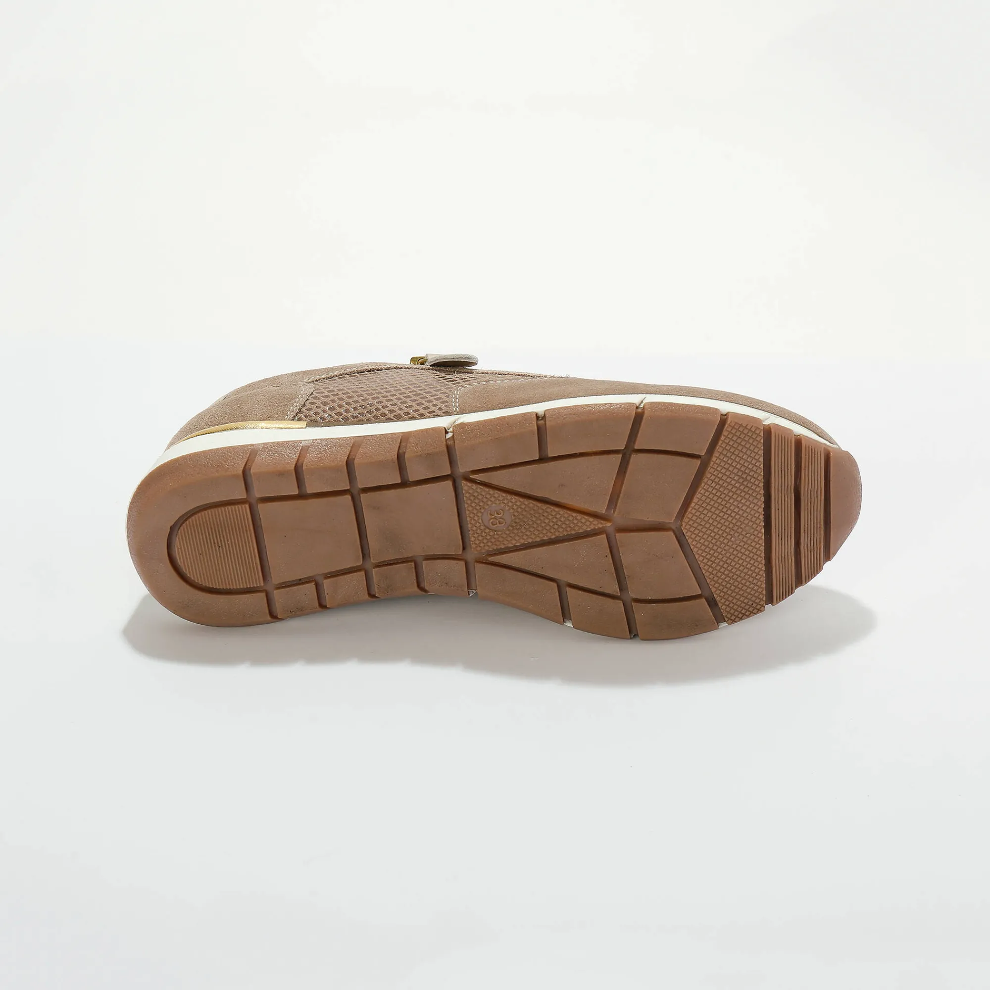 Baskets En Sneakers|Schoenen<Blancheporte Leren sneakers met rits en veters beige