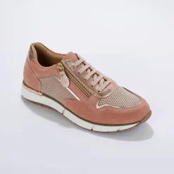 Baskets En Sneakers|Schoenen<Blancheporte Leren sneakers met rits en veters blush