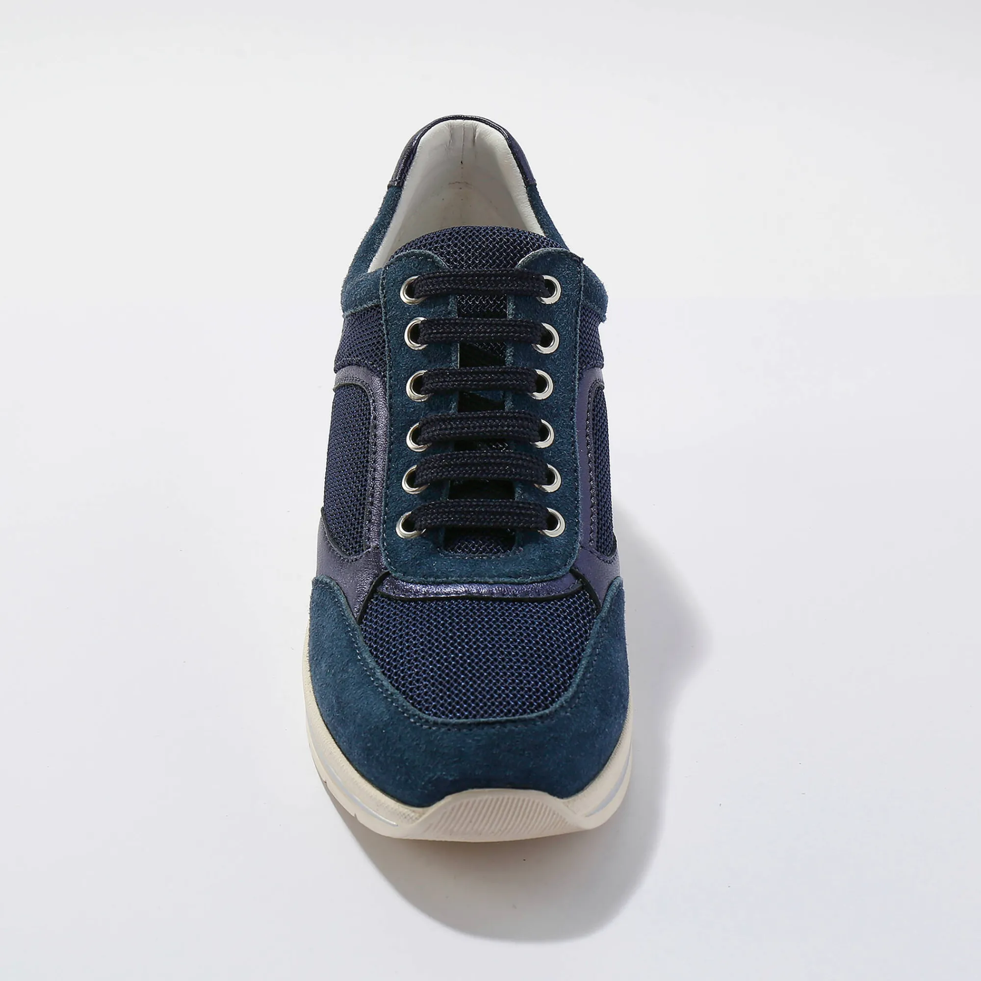 Baskets En Sneakers|Schoenen<Blancheporte Leren sneakers met sleehak, LWG-gecertificeerd blauw