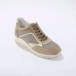 Baskets En Sneakers|Schoenen<Blancheporte Leren sneakers met sleehak, LWG-gecertificeerd beige