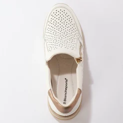 Baskets En Sneakers|Schoenen<Blancheporte Leren sneakers met sleehak en rits wit