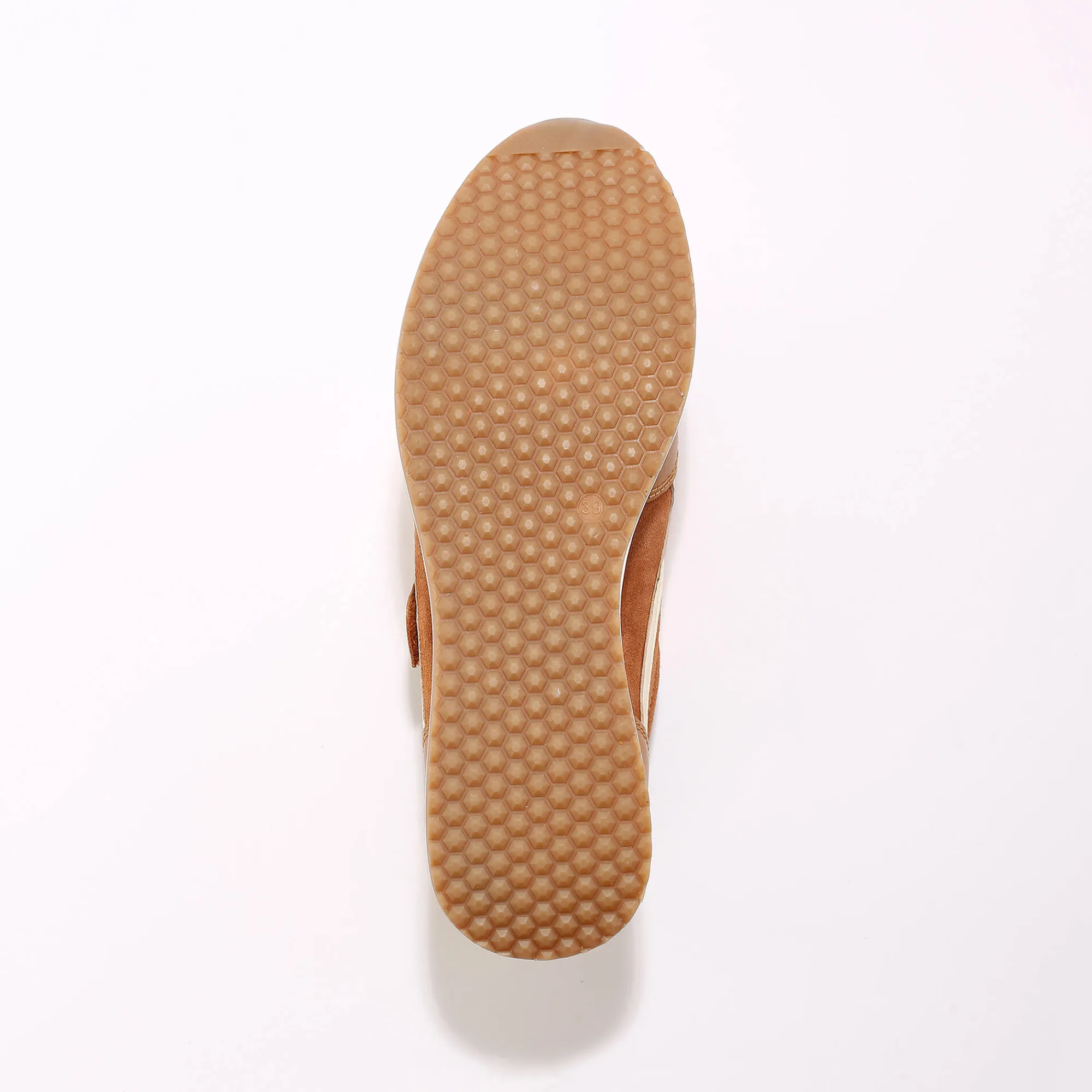 Baskets En Sneakers|Schoenen<Blancheporte Leren sneakers met sleehak, rits- en scratchsluiting karamel