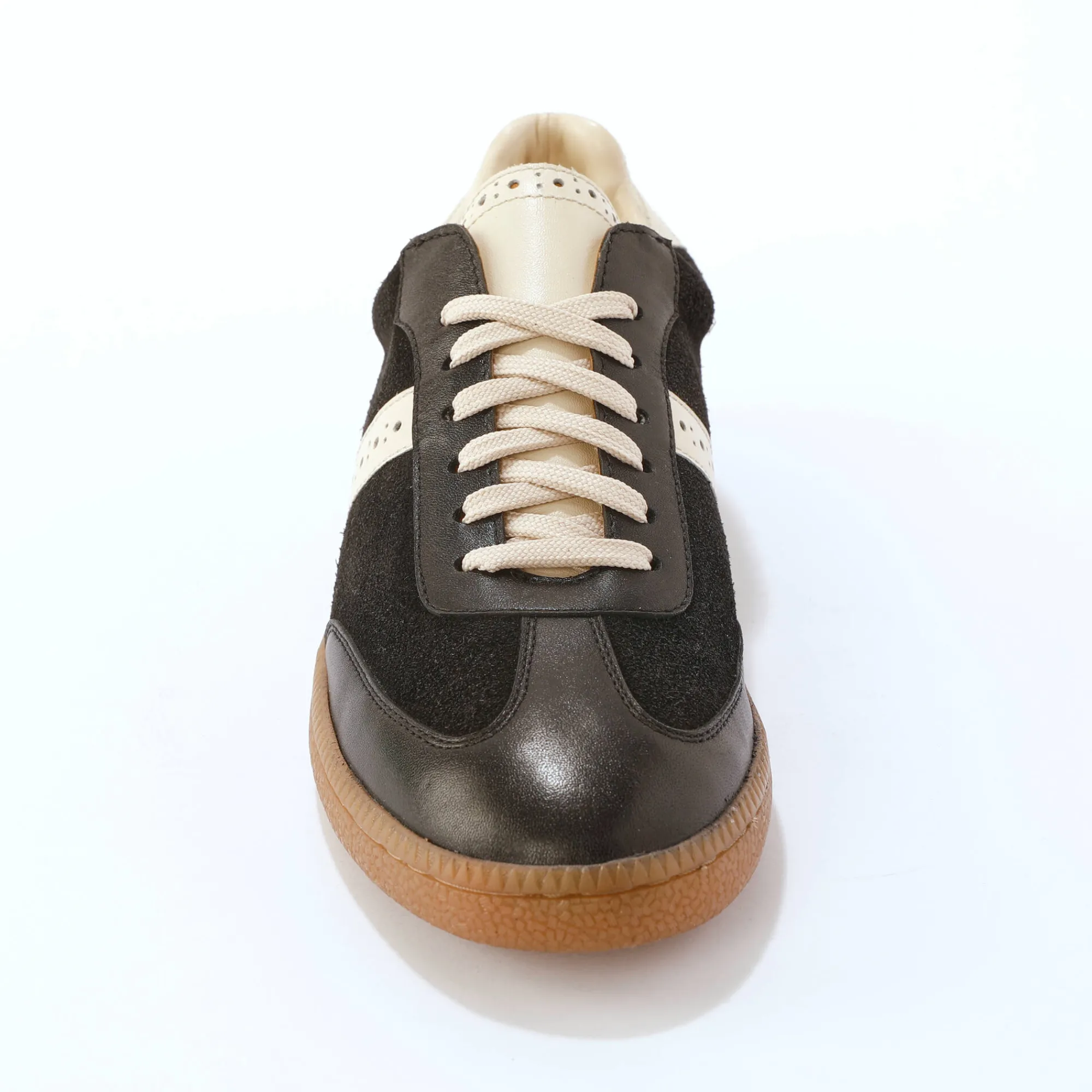 Baskets En Sneakers|Schoenen<Blancheporte Leren sneakers met veters zwart