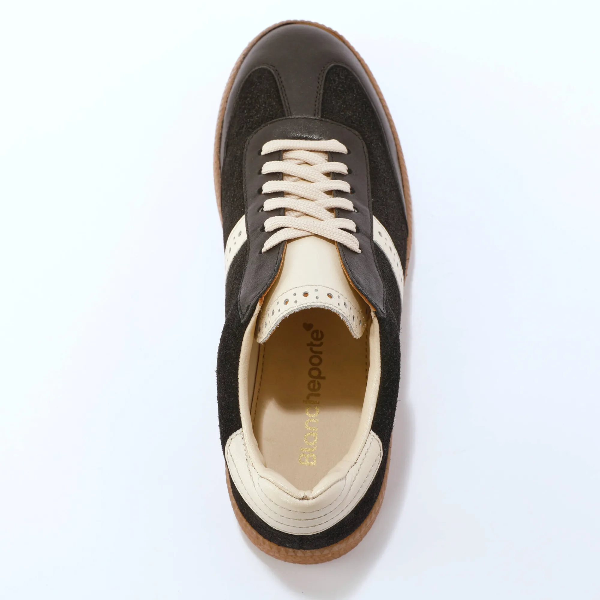Baskets En Sneakers|Schoenen<Blancheporte Leren sneakers met veters zwart