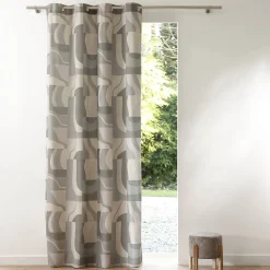 Gordijn, Glasgordijn & Store<Blancheporte Lichtdempend, bedrukt gordijn met oogringetjes naturel