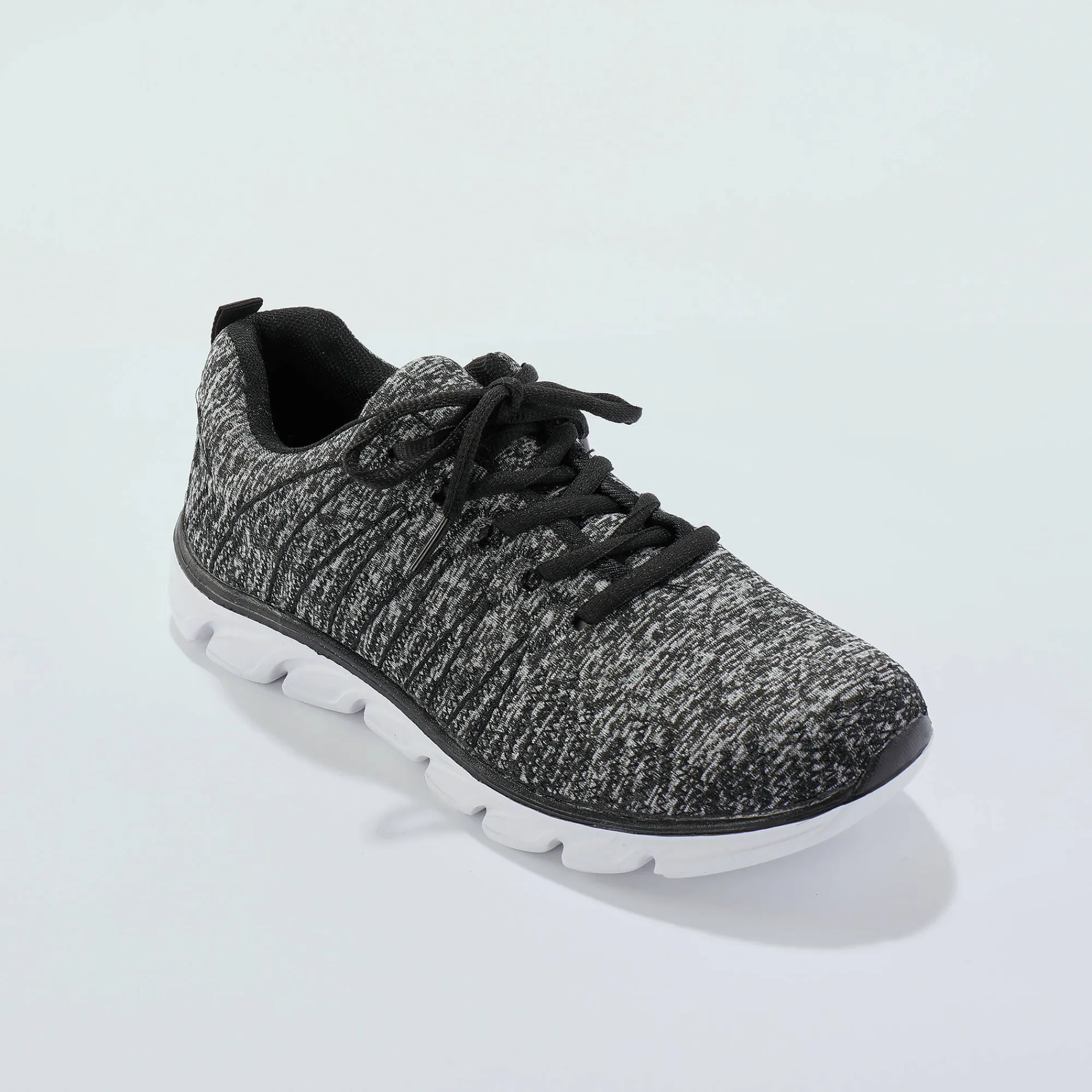 Baskets En Sneakers|Schoenen<Blancheporte Lichte, doorgestikte baskets met veters grijs / zwart