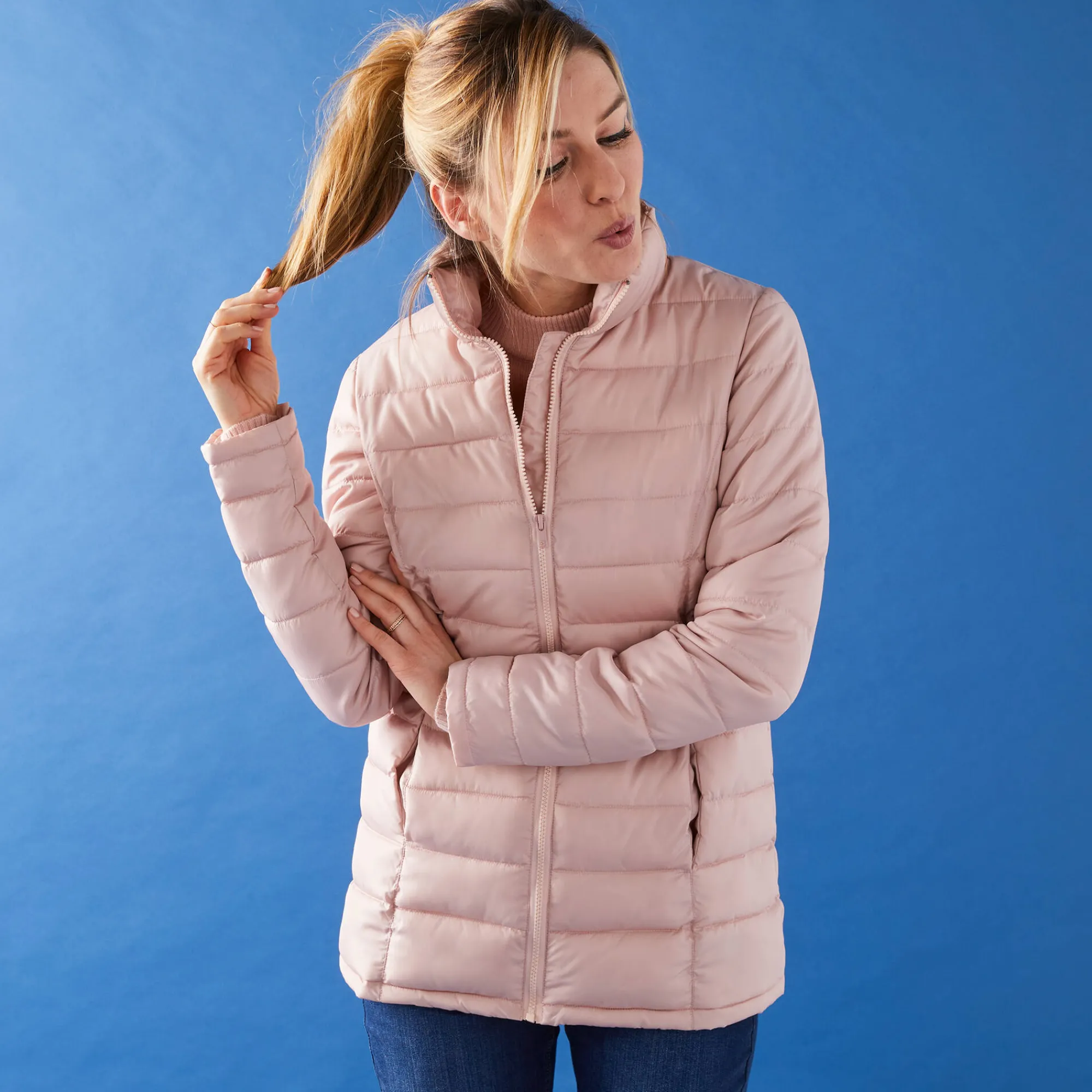Parka En Donsjas<Colors&Co Lichte gewatteerde jas, kort model grijsroze