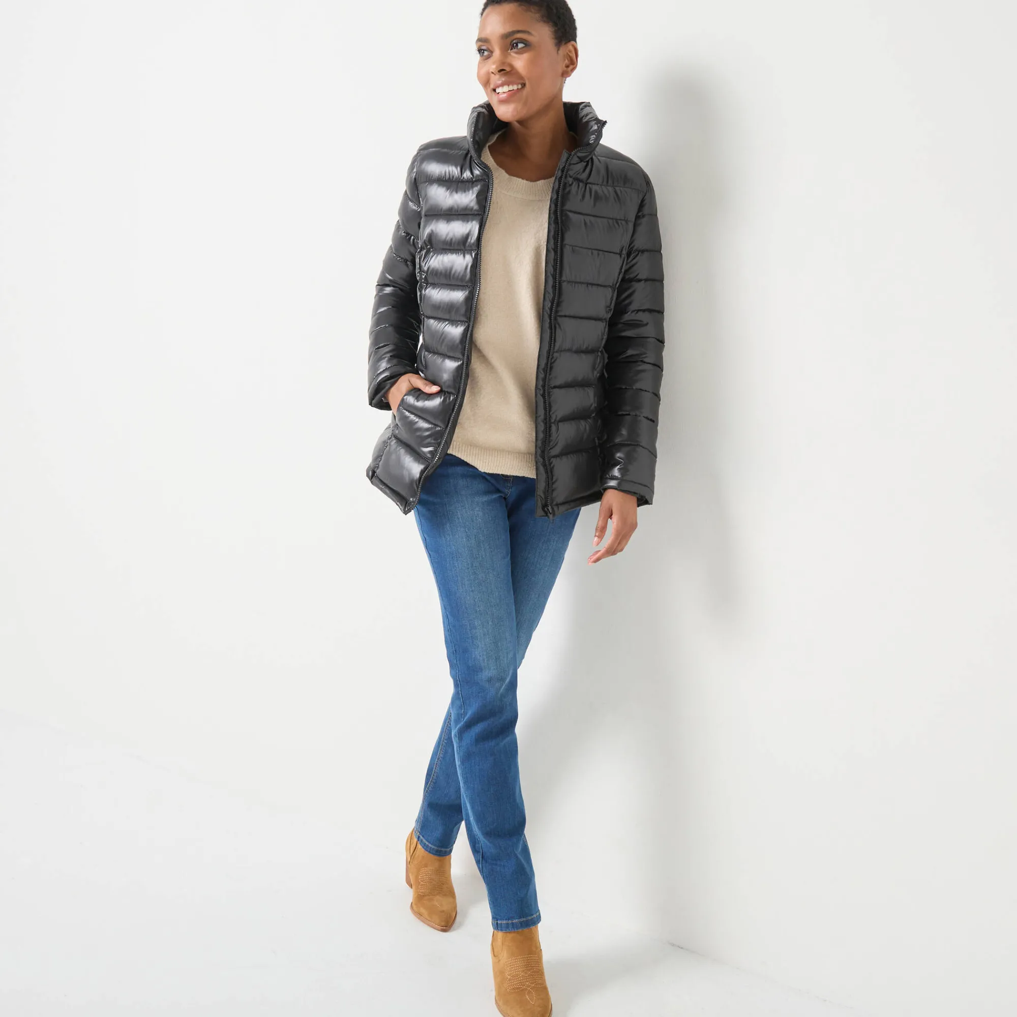 Parka En Donsjas<Colors&Co Lichte gewatteerde jas, kort model zwart