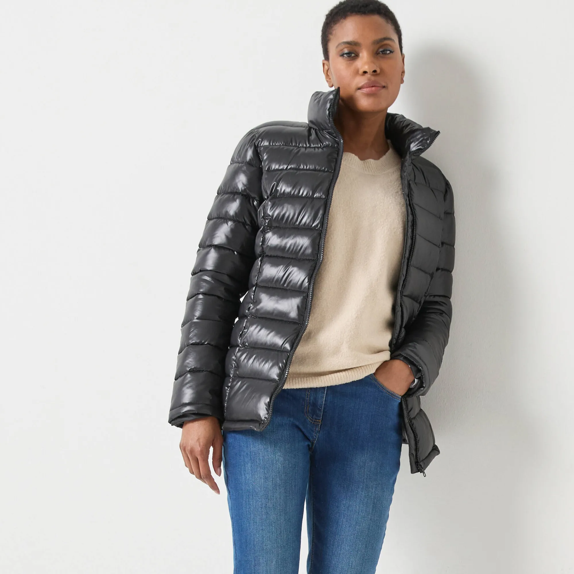 Parka En Donsjas<Colors&Co Lichte gewatteerde jas, kort model zwart