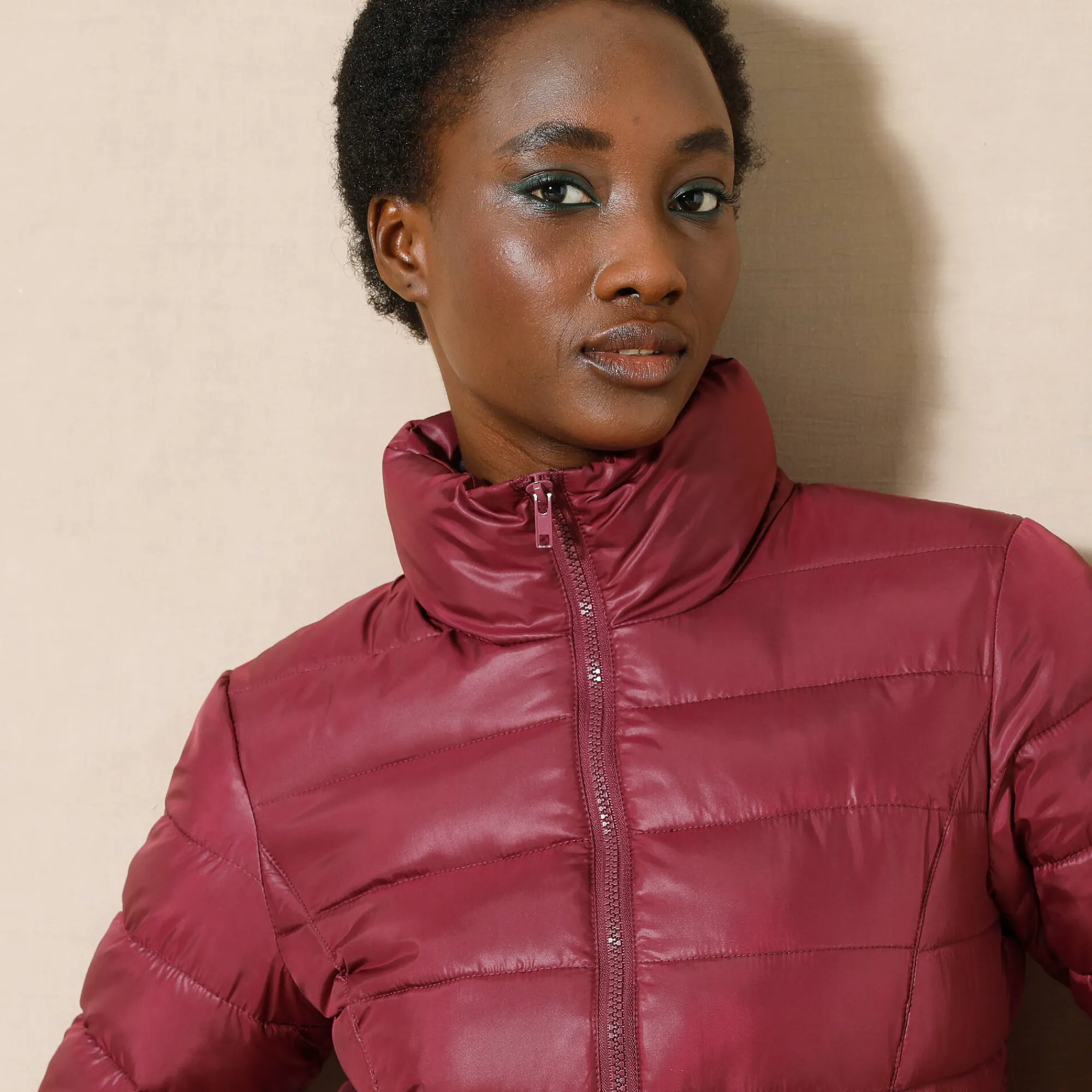 Parka En Donsjas<Colors&Co Lichte gewatteerde jas, kort model pruim