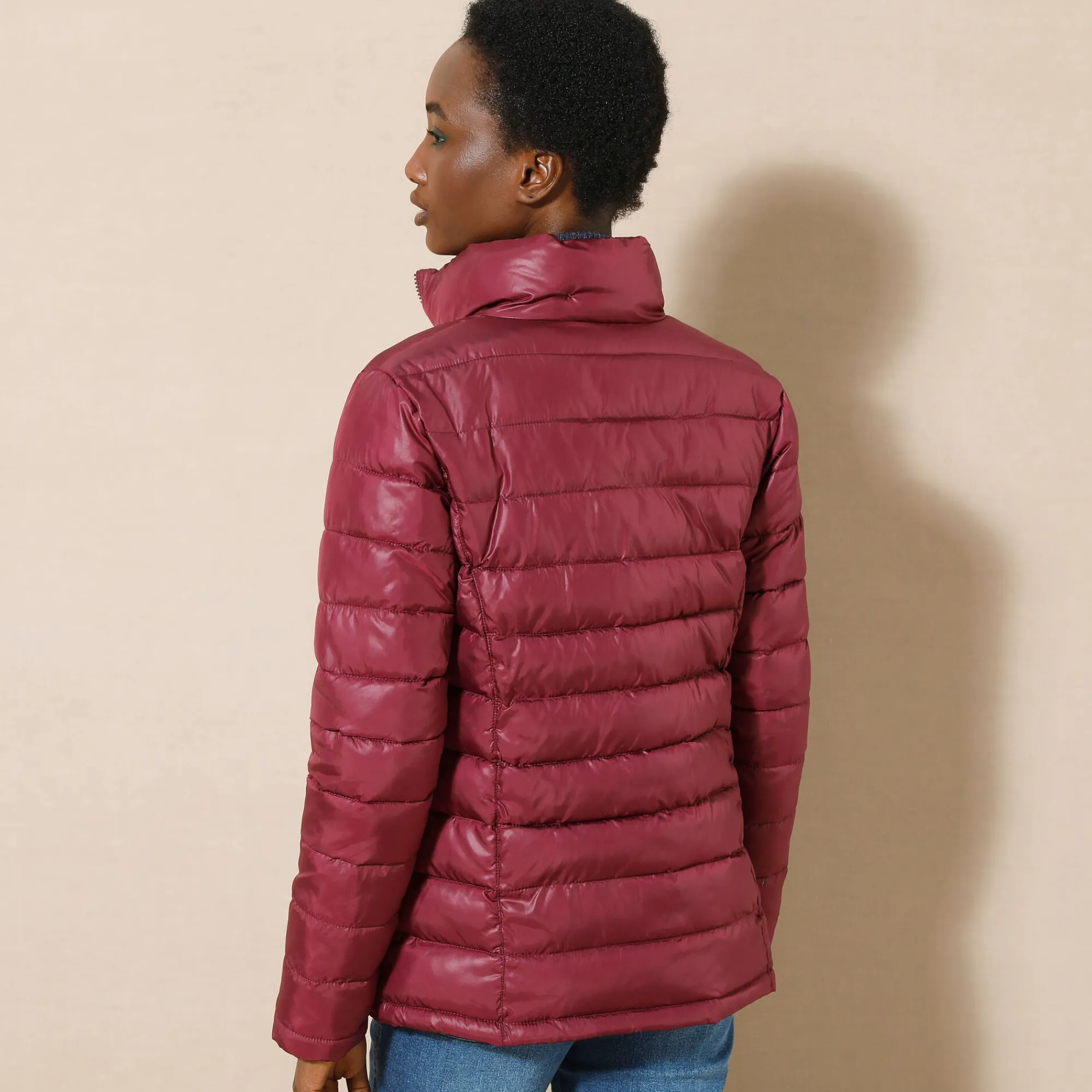 Parka En Donsjas<Colors&Co Lichte gewatteerde jas, kort model pruim