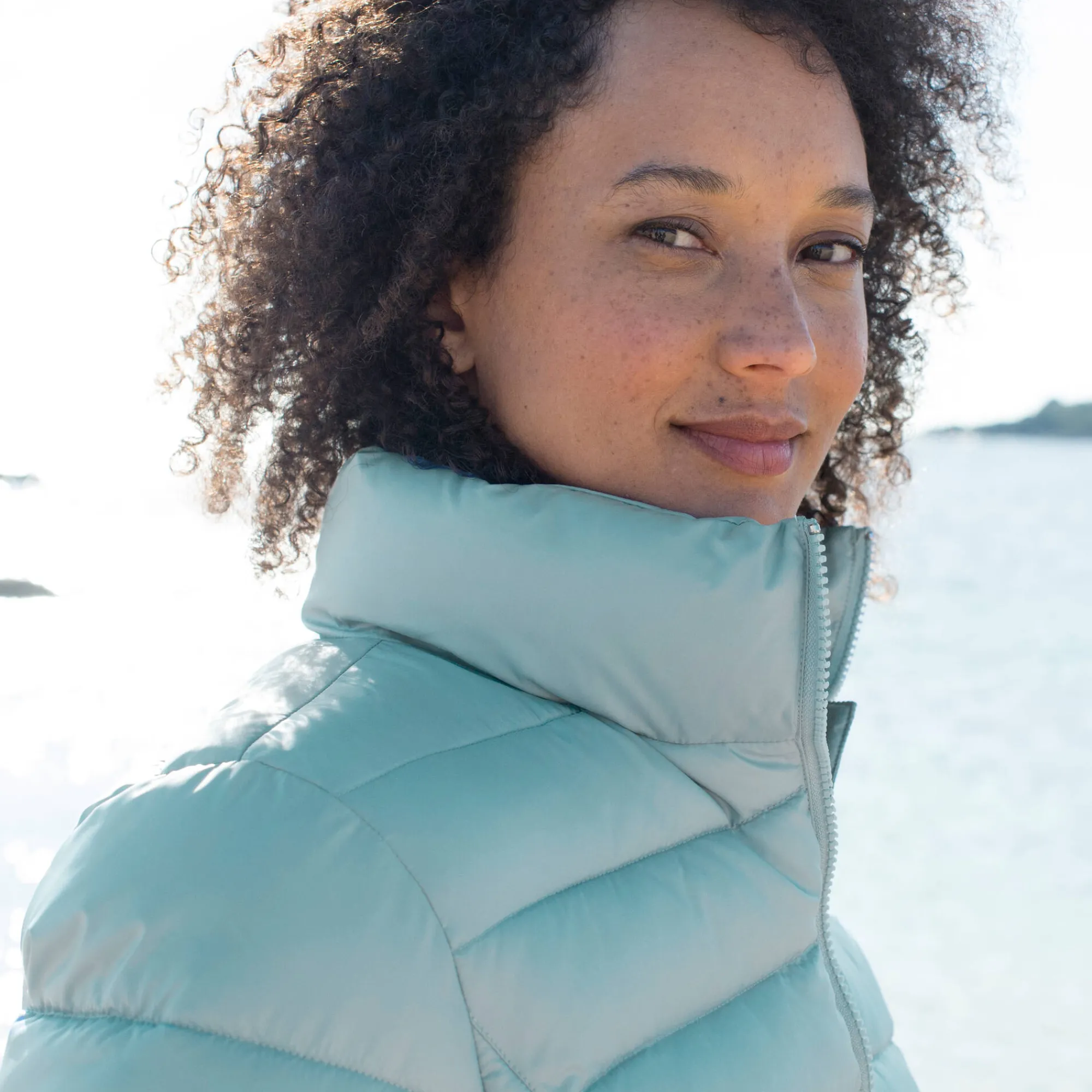 Parka En Donsjas<Colors&Co Lichte gewatteerde jas, kort model hemelsblauw