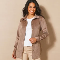 Bloes En Tuniek<Blancheporte Likethemd in velours met ceintuur taupe