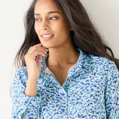 Bloes En Tuniek<Blancheporte Likethemd met minimalistische print marine / felblauw