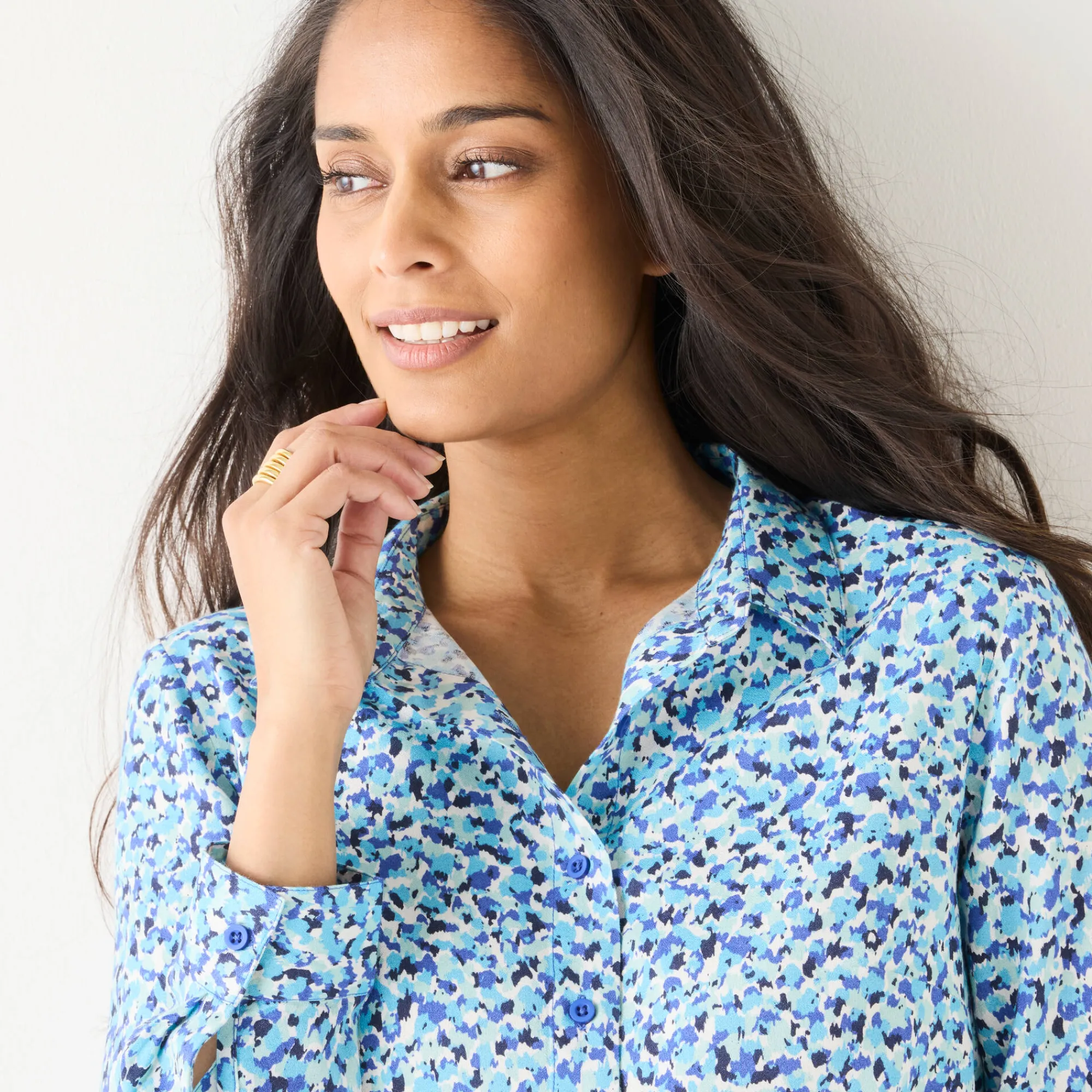 Bloes En Tuniek<Blancheporte Likethemd met minimalistische print marine / felblauw