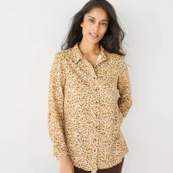 Bloes En Tuniek<Blancheporte Likethemd met minimalistische print chocolade / koraal