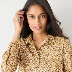 Bloes En Tuniek<Blancheporte Likethemd met minimalistische print chocolade / koraal
