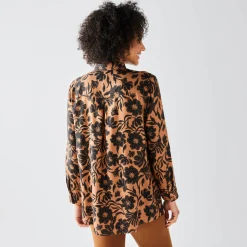 Bloes En Tuniek<Blancheporte Likethemd met tweekleurige print, crêpe karamel / zwart