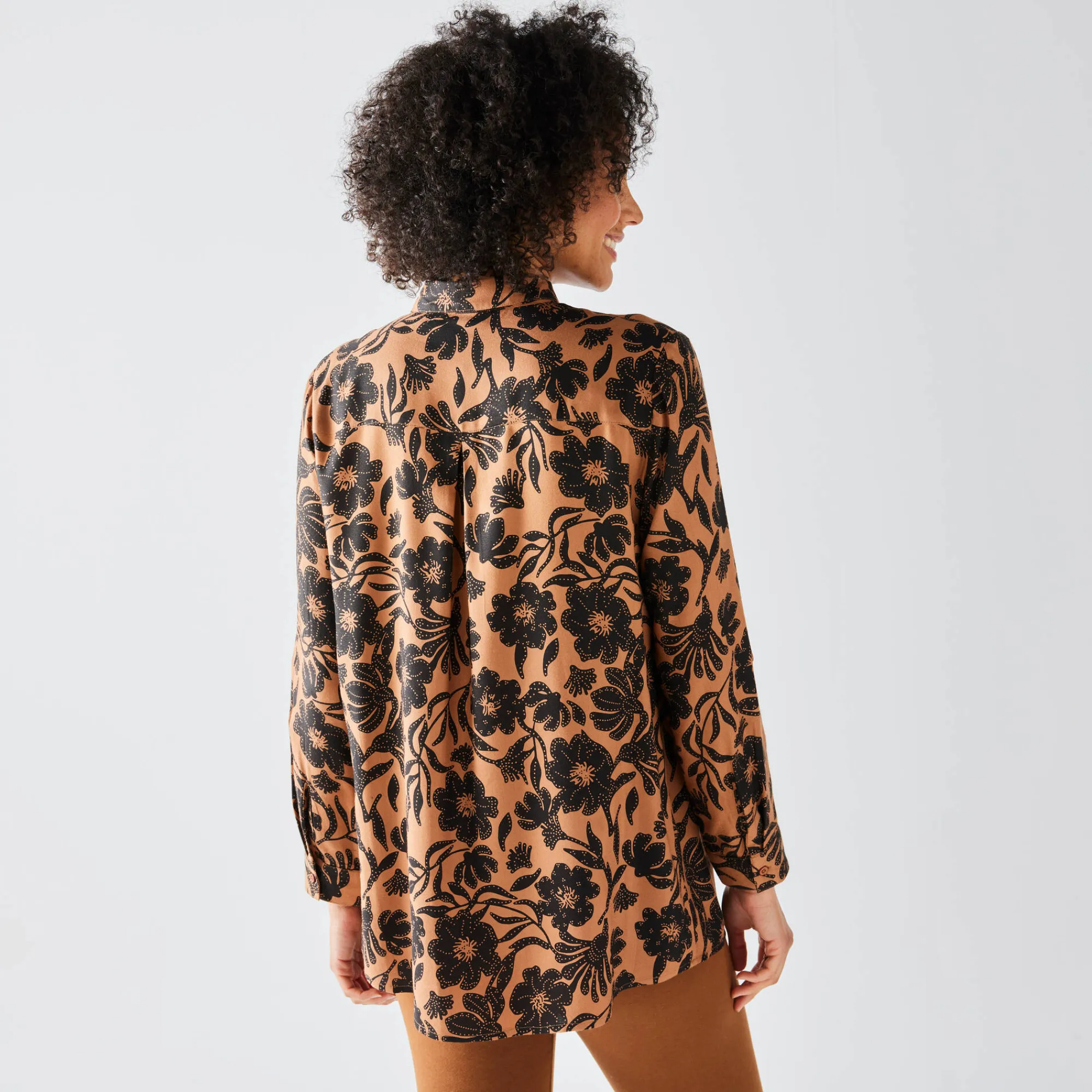 Bloes En Tuniek<Blancheporte Likethemd met tweekleurige print, crêpe karamel / zwart