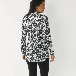 Bloes En Tuniek<Blancheporte Likethemd met tweekleurige print, crêpe ecru / zwart