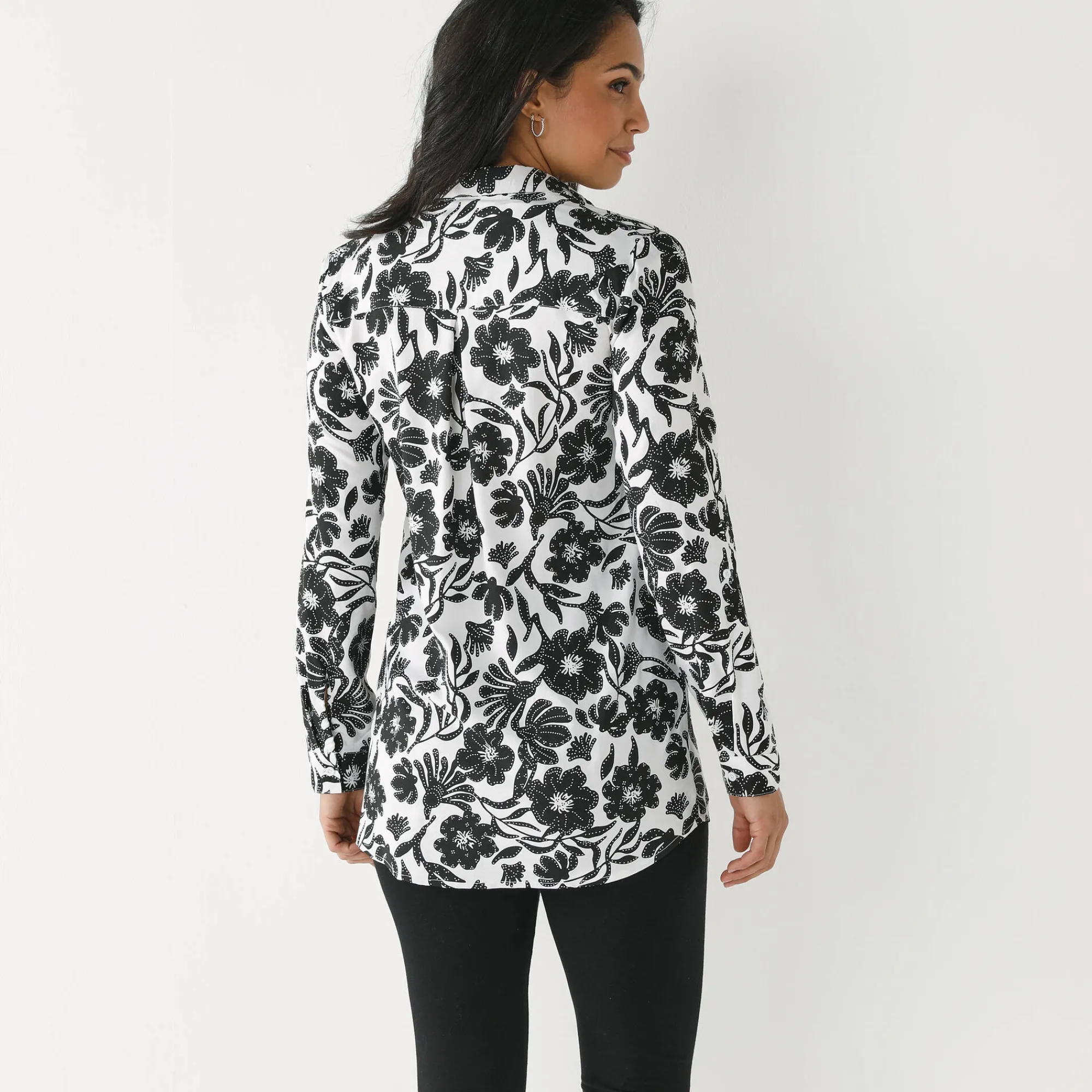 Bloes En Tuniek<Blancheporte Likethemd met tweekleurige print, crêpe ecru / zwart
