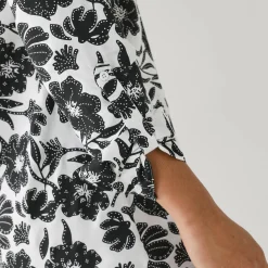 Bloes En Tuniek<Blancheporte Likethemd met tweekleurige print, crêpe ecru / zwart