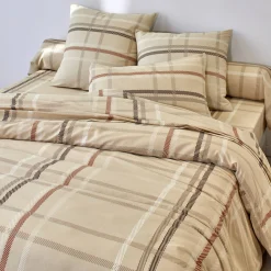 Fantasie Bedlinnen|Vlak Laken<Blancheporte Linge de lit Karl imprimé écossais, en coton beige
