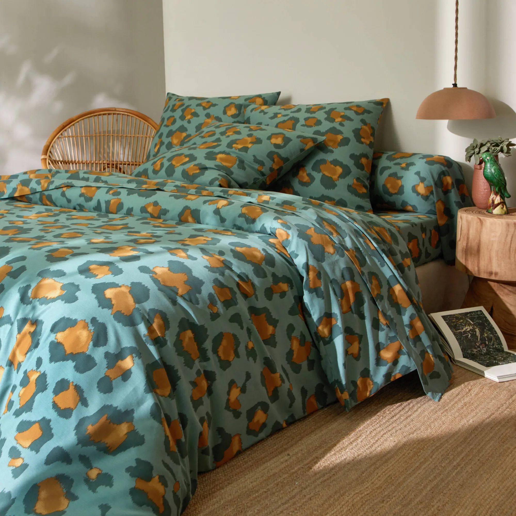 Fantasie Bedlinnen|Dekbedovertrek<Blancheporte Linge de lit Pedro en polycoton imprimé peau de bête groen